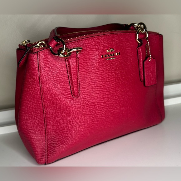 Coach Pink Satchel Textured Leather Classic Design